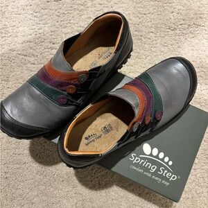 Spring Step Neeta Women’s Dark Grey Multicolor Slip-on Shoes Sz 40 US9
